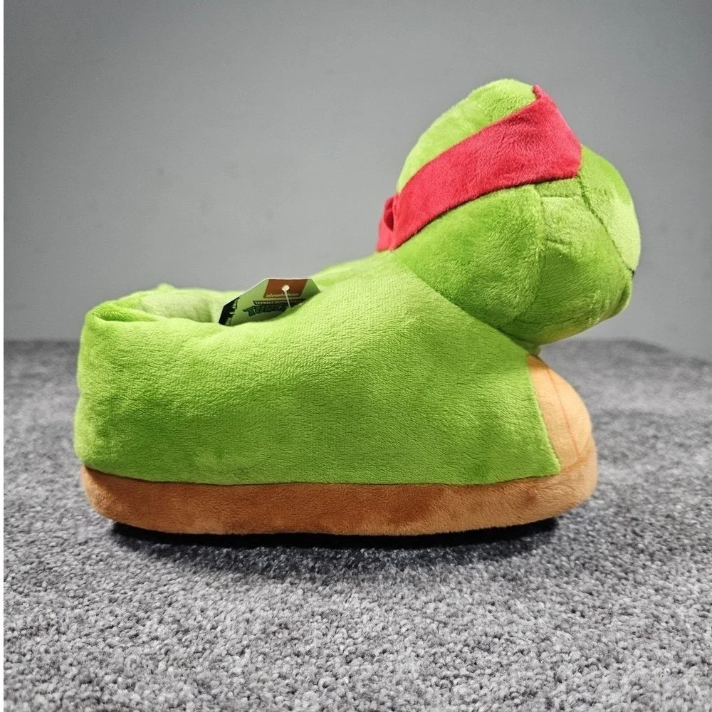 Nickelodeon 3D TMNT Raphael Slippers Unisex Kids Size 4 Green Red Plush